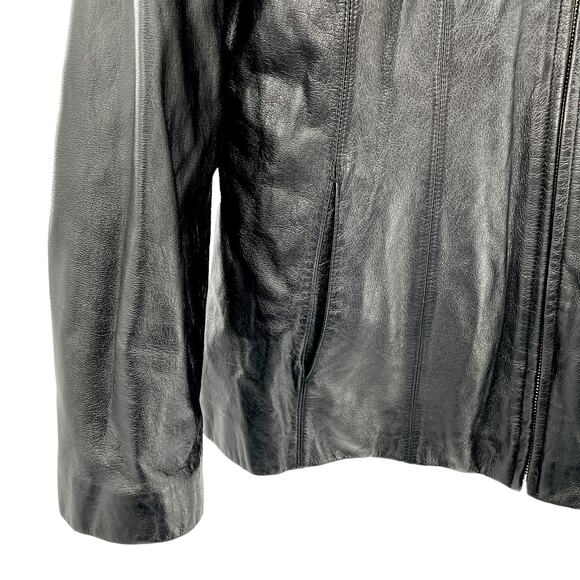 Wilson Black Leather Zip Out Thinsulate Liner Classic Winter Men's Coat XL - Picture 5 of 11